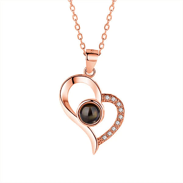 Diamond Heart Photo Projection Necklace