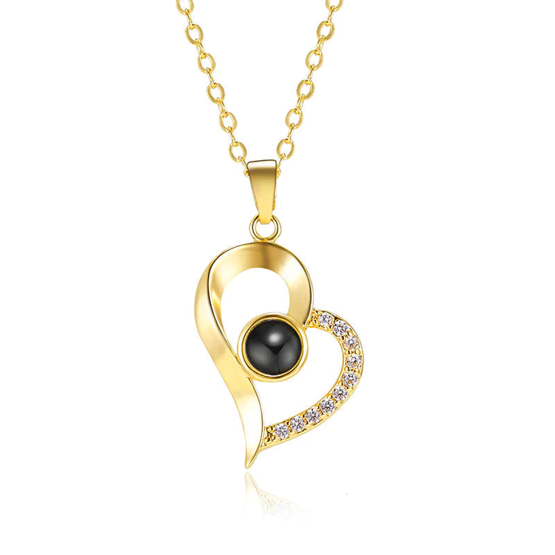 Diamond Heart Photo Projection Necklace