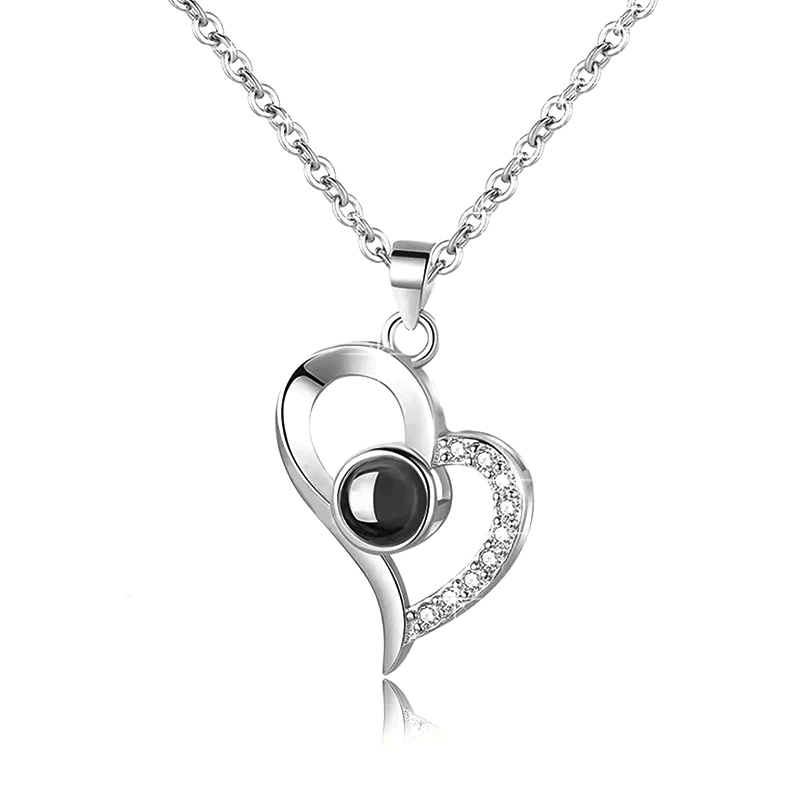 Diamond Heart Photo Projection Necklace