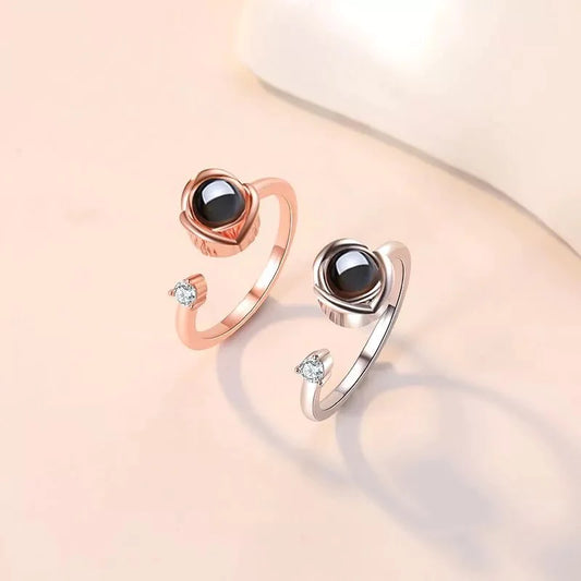 Pearl Diamond Photo Projection Ring